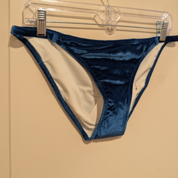 SOLID & STRIPED Velvet Blue and White Bikini Bottom XL - Picture 4 of 6